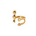 Jewelry wholesale Wholesale Geometric Bean Shape Dainty 304 Stainless Steel Open Adjustable Ring – 18K Gold Plated, Waterproof
