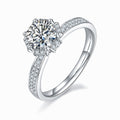 Jewelry wholesale Wholesale Moissanite 1CT D/VVS1 Round Cut Six-Prong Pavé Shoulder Engagement Ring – 18K White Gold Vermeil on 925 Silver, GRA Certified