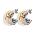 Wholesale Chunky Trendy 304 Stainless Steel Hoop Earrings-18K Gold Plated, Waterproof