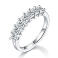 Jewelry wholesale Wholesale Moissanite D/VVS1 Princess Cut Seven-Stone Half Eternity Ring – 925 Sterling Silver with 18K White Gold Vermeil, GRA Certified – Timeless Brilliance