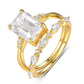 Jewelry wholesale Emerald Cut Moissanite Wedding Set – D Color VVS, 18K Gold on S925 Silver