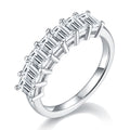 Jewelry wholesale Wholesale Moissanite D/VVS1 Emerald Cut Seven-Stone Half Eternity Ring – 925 Sterling Silver with 18K White Gold Vermeil, GRA Certified – Exquisite Sophistication