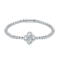 Jewelry wholesale 4.0 CT “Lucky Clover” D/VVS1 Moissanite Tennis Bracelet – 18 K White-Gold Vermeil 925 Silver, 17.5 cm