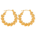 Wholesale Olive Leaf Trendy 304 Stainless Steel Hoop Earrings-18K Gold Plated, Waterproof
