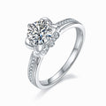 Jewelry wholesale Wholesale Moissanite 1CT D/VVS1 Round Cut Four-Prong Pavé Shoulder Engagement Ring – 18K White Gold Vermeil on 925 Silver, GRA Certified