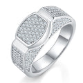 Jewelry wholesale Moissanite D/VVS1 Iced-Out Oval Signet Men’s Ring – 18K White Gold Vermeil on 925 Silver，GRA Certified