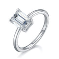 Jewelry wholesale Wholesale Moissanite D/VVS1 Emerald Cut four-Prong Solitaire Engagement Ring – 18K White Gold Vermeil on 925 Silver, GRA Certified