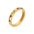 Jewelry wholesale Zircon Band Ring Stainless Steel Gold Plated Star Trendy Wholesale Jewelry
