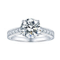 Jewelry wholesale Wholesale Moissanite 2CT D/VVS1Round Cut Channel-Set Pavé Shoulders Band – 18K White Gold Vermeil on 925 Silver，GRA Certified