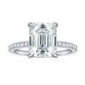 Jewelry wholesale Wholesale Moissanite D/VVS1 Emerald Cut Four-Prong Vintage Pavé Engagement Ring – 18K White Gold Vermeil on 925 Silver, GRA Certified