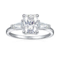 Jewelry wholesale Wholesale Moissanite D/VVS1 Radiant Cut Four-Prong Three-Stone Engagement Ring – 18K White Gold Vermeil on 925 Silver, GRA Certified