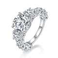 Jewelry wholesale Wholesale Luxury Moissanite 4CT D/VVS1 Round Cut Graduated Multi-Stone Ring – 925 Sterling Silver with 18K White Gold Vermeil, GRA Certified