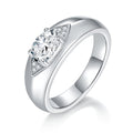 Jewelry wholesale Moissanite 1CT D/VVS1 Oval-Cut Pavé Shoulder Solitaire Men’s Ring – 18K White Gold Vermeil on 925 Silver, GRA Certified