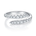 Jewelry wholesale Wholesale Moissanite D/VVS1 Round Cut Pavé Crossover Wrap Band – 18K White Gold Vermeil on 925 Silver, GRA Certified