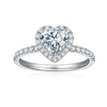 Jewelry wholesale Wholesale Moissanite D/VVS1 Heart Cut Three-Prong Halo Engagement Ring with Pavé Shoulders – 18K White Gold Vermeil on 925 Silver, GRA Certified