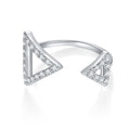 Jewelry wholesale Wholesale Moissanite D/VVS1 Open Triangle Pavé Ring – 18K White Gold Vermeil on 925 Silver, GRA Certified