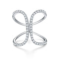 Jewelry wholesale Wholesale Moissanite D/VVS1 Crossed Infinity Pavé Open Band – 18K White Gold Vermeil on 925 Silver, GRA Certified