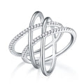 Jewelry wholesale Wholesale Moissanite D/VVS1 Round Brilliant Cut Crisscross Pavé Band Fashion Ring – 18K White Gold Vermeil on 925 Silver, GRA Certified