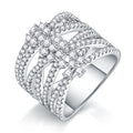 Jewelry wholesale Wholesale Moissanite Round Brilliant Cut D/VVS1 Multi-row Pavé Statement Ring – 18K White Gold Vermeil on 925 Silver, GRA Certified