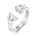Jewelry wholesale Wholesale Moissanite D/VVS1 Three-Prong Two-Stone Eternity Band with Heart Cut Stones – 18K White Gold Vermeil on 925 Silver, GRA Certified