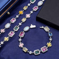 Wholesale Colorful Cubic Zirconia Jewelry Set Trendy Bracelet and Necklace, Chain 7in,8in,9in,16in,18in,20in,22in,24in
