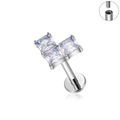 Jewelry wholesale Wholesale G23 Titanium 16G Internally Thread CZ Flat Back Labret Stud