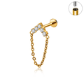 Jewelry wholesale Wholesale G23 Titanium 16G Internally Thread CZ Chain Flat Back Labret Stud