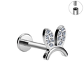 Jewelry wholesale Wholesale G23 Titanium 16G Internally Thread CZ Rabbit Ear Flat Back Stud Helix and Tragus