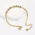 Jewelry wholesale Wholesale Rainbow Cubic Zirconia 304 Stainless Steel Snake Chain Bracelet – 14K Gold Plated, 7.1in+1.6in, Waterproof