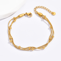 Jewelry wholesale Wholesale Multi-Strand 304 Stainless Steel Snake Chain Bracelet – 14K Gold Plated, 6.3in+1.5in, Waterproof