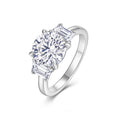 Jewelry wholesale Wholesale Moissanite 3CT D/VVS1 Round Cut Four-Prong Three-Stone Engagement Ring – 18K White Gold Vermeil on 925 Silver, GRA Certified