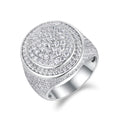 Jewelry wholesale Moissanite D/VVS1 Iced-Out Round Signet Men’s Ring – 18K White Gold Vermeil on 925 Silver, GRA Certified