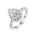 Jewelry wholesale Wholesale Moissanite  D/VVS1 Pear Cut Three-Prong Solitaire Pavé Shoulder Engagement Ring – 18K White Gold Vermeil on 925 Silver, GRA Certifiedv