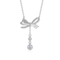 Jewelry wholesale Wholesale Moissanite D/VVS1 Round Cut Pave Bow-Knot Pendant Necklace – 18 K White-Gold Vermeil on 925 Silver, 40 + 5 cm Chain, GRA Certified