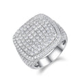 Jewelry wholesale Moissanite D/VVS1 Iced-Out Full‑Pavé Cushion Signet Men’s Ring – 18K White Gold Vermeil on 925 Silver, GRA Certified