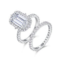 Jewelry wholesale Wholesale Moissanite  D/VVS1 Emerald Cut Pavé Shoulder Solitaire Bridal Set – 18K White Gold Vermeil on 925 Silver, GRA Certified