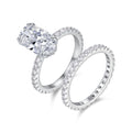 Jewelry wholesale Wholesale Moissanite D/VVS1 Oval Cut Pavé Shoulder Solitaire Bridal Set – 18K White Gold Vermeil on 925 Silver, GRA Certified