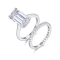 Jewelry wholesale Wholesale Moissanite D/VVS1 Emerald-Cut Solitaire Bridal Set – 18K White Gold Vermeil on 925 Silver, GRA Certified