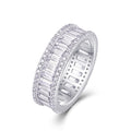 Jewelry wholesale Wholesale Moissanite D/VVS1 Three-Row Channel-Set Eternity Band with Round & Emerald Cut Stones – 18K White Gold Vermeil on 925 Silver, GRA Certified