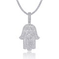 Jewelry wholesale Wholesale Moissanite D/VVS1 Fully Pavé Hand Pendant – 18K White-Gold Vermeil on 925 Silver, Pendant Only, GRA Certified