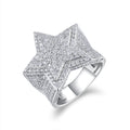 Jewelry wholesale Moissanite D/VVS1 Iced-Out Star Pavé Signet Men’s Ring – 18K White Gold Vermeil on 925 Silver, GRA Certified
