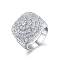 Jewelry wholesale Moissanite D/VVS1 Iced-Out Ripple Pavé Cushion Signet Men’s Ring – 18K White Gold Vermeil on 925 Silver, GRA Certified