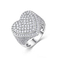 Jewelry wholesale Moissanite D/VVS1 Iced-Out Heart Signet Men’s Ring – 18K White Gold Vermeil on 925 Silver, GRA Certified