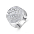Jewelry wholesale Moissanite D/VVS1 Iced-Out Round Signet Men’s Ring – 18K White Gold Vermeil on 925 Silver, GRA Certified