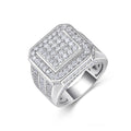 Jewelry wholesale Moissanite D/VVS1 Iced-Out Square Pavé Signet Men’s Ring – 18K White Gold Vermeil on 925 Silver，GRA Certified