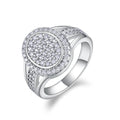 Jewelry wholesale Moissanite D/VVS1 Iced-Out Pavé Halo Oval‑Face Signet Men’s Ring – 18K White Gold Vermeil on 925 Silver, GRA Certified