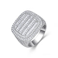 Jewelry wholesale Moissanite D/VVS1 Iced-Out Baguette Grid Cushion Signet Men’s Ring – 18K White Gold Vermeil on 925 Silver，GRA Certified