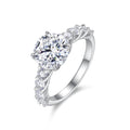 Jewelry wholesale Wholesale Moissanite 3CT D/VVS1 Round-Cut Four-Prong Solitaire Pavé Shoulder Engagement Ring – 18K White Gold Vermeil on 925 Silver, GRA Certified