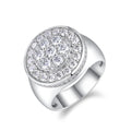 Jewelry wholesale Moissanite D/VVS1 Iced-Out Round Cluster Halo Signet Men’s Ring – 18K White Gold Vermeil on 925 Silver, GRA Certified