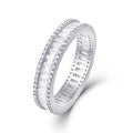 Jewelry wholesale Wholesale Moissanite D/VVS1 Three-Row Channel-Set Eternity Band with Round & Emerald Cut Stones – 18K White Gold Vermeil on 925 Silver, GRA Certified